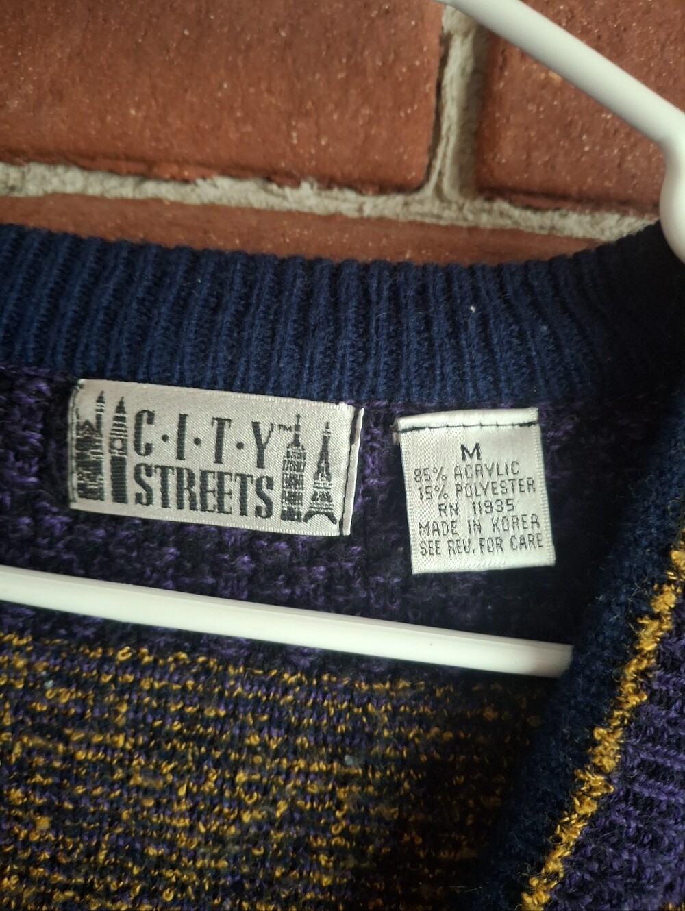 City Streets Purple and Gold Patterned Knit Cardigan - Picture 2 of 3